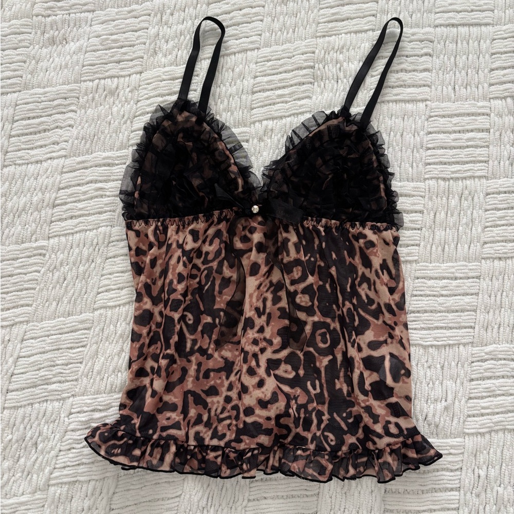 Leopard Print Ruffle tank & Short Set - Picture 2 of 6